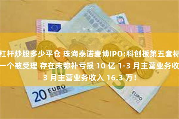 杠杆炒股多少平仓 珠海泰诺麦博IPO:科创板第五套标准重启后第一个被受理 存在未弥补亏损 10 亿 1-3 月主营业务收入 16.3 万！