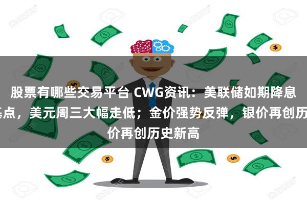 股票有哪些交易平台 CWG资讯：美联储如期降息25个基点，美元周三大幅走低；金价强势反弹，银价再创历史新高